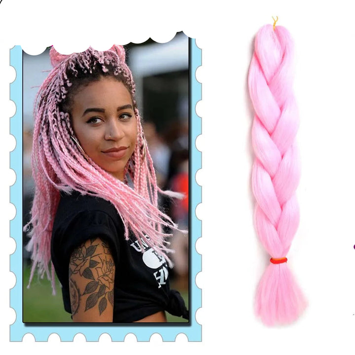 3/4/5/6 Packs Jumbo Braiding Hair 24 Inch Purple Jumbo Braids Hair Extensions for Women Synthetic Fiber Pink Blue Red Braid Hair