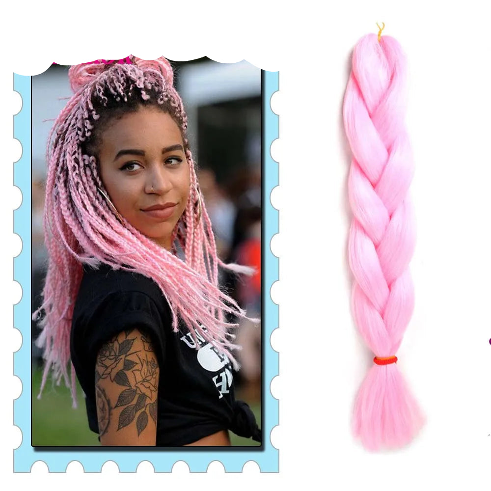 Braiding Hair Extensions for Women 4 Packs 24Inch High Temperature Ombre Jumbo Synthetic Braiding Hair for Twist Crochet Braids