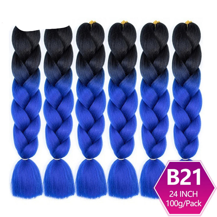 6 Packs 24 Inch Ombre Jumbo Braiding Hair – High-Temperature Synthetic Extensions for Twist & Crochet Braids