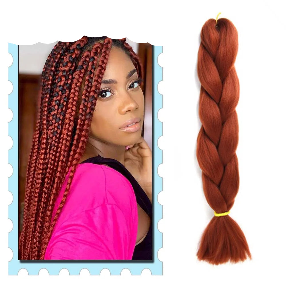 3/4/5/6 Packs Jumbo Braiding Hair 24 Inch Purple Jumbo Braids Hair Extensions for Women Synthetic Fiber Pink Blue Red Braid Hair