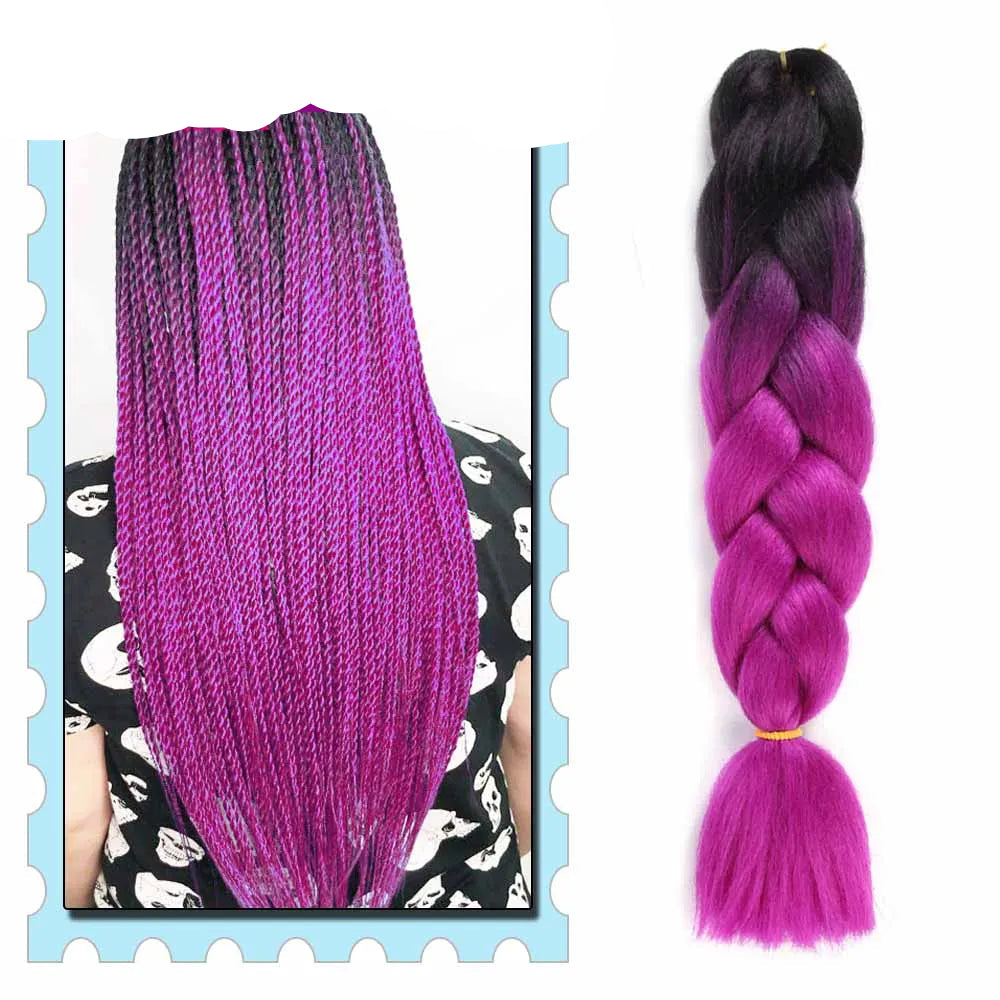 Braiding Hair Extensions for Women 4 Packs 24Inch High Temperature Ombre Jumbo Synthetic Braiding Hair for Twist Crochet Braids