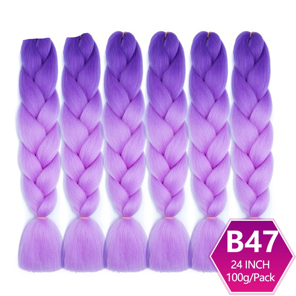 6 Packs 24 Inch Ombre Jumbo Braiding Hair – High-Temperature Synthetic Extensions for Twist & Crochet Braids