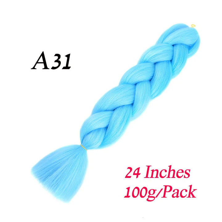 24 Inch Synthetic Jumbo Braiding Hair – Heat-Resistant Ombre Bulk Extensions for Braids