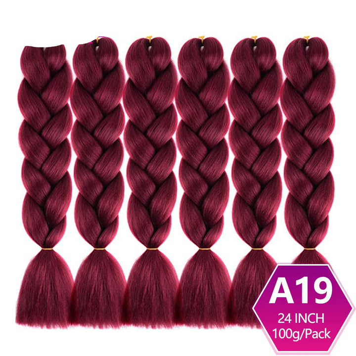 6 Packs 24 Inch Ombre Jumbo Braiding Hair – High-Temperature Synthetic Extensions for Twist & Crochet Braids