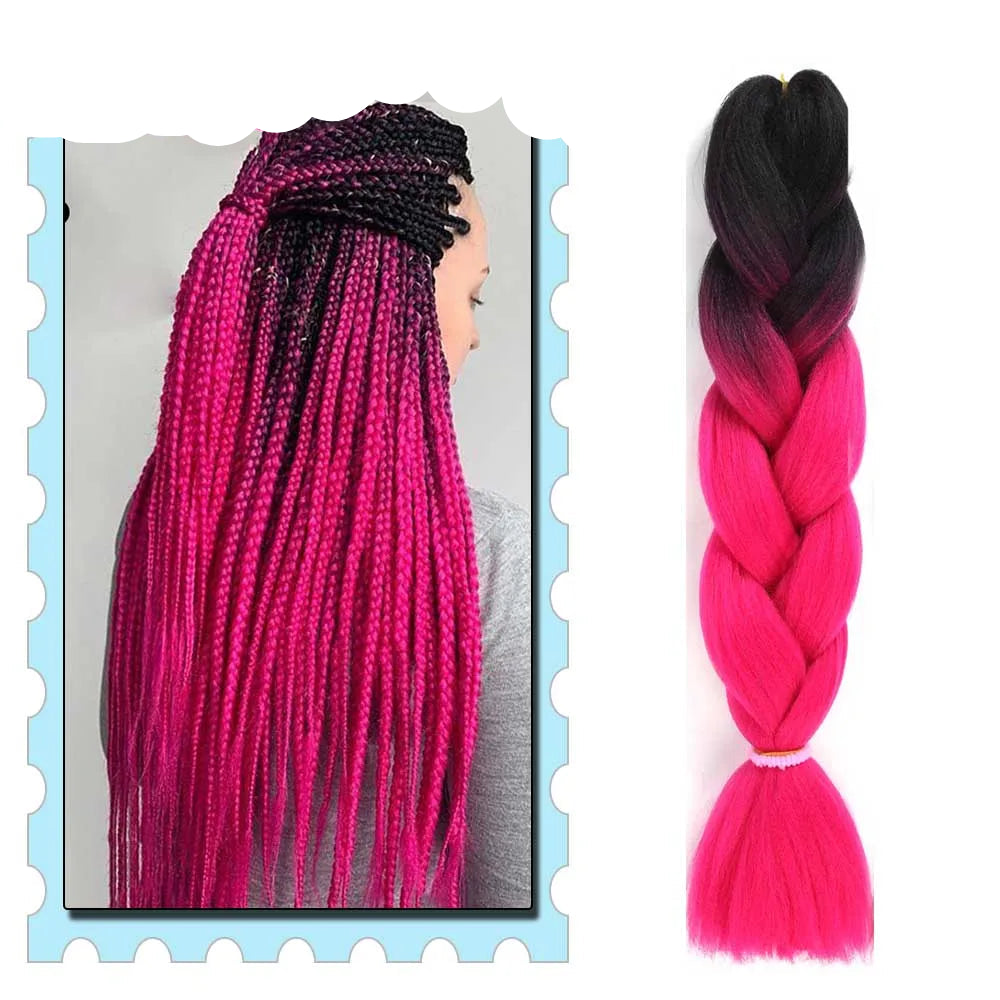 Braiding Hair Extensions for Women 4 Packs 24Inch High Temperature Ombre Jumbo Synthetic Braiding Hair for Twist Crochet Braids
