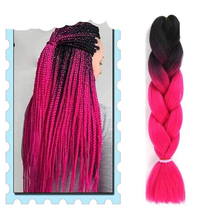 Braiding Hair Extensions for Women 4 Packs 24Inch High Temperature Ombre Jumbo Synthetic Braiding Hair for Twist Crochet Braids