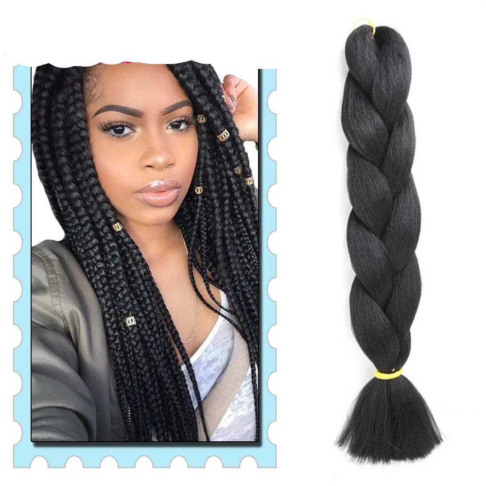 Braiding Hair Extensions for Women 4 Packs 24Inch High Temperature Ombre Jumbo Synthetic Braiding Hair for Twist Crochet Braids
