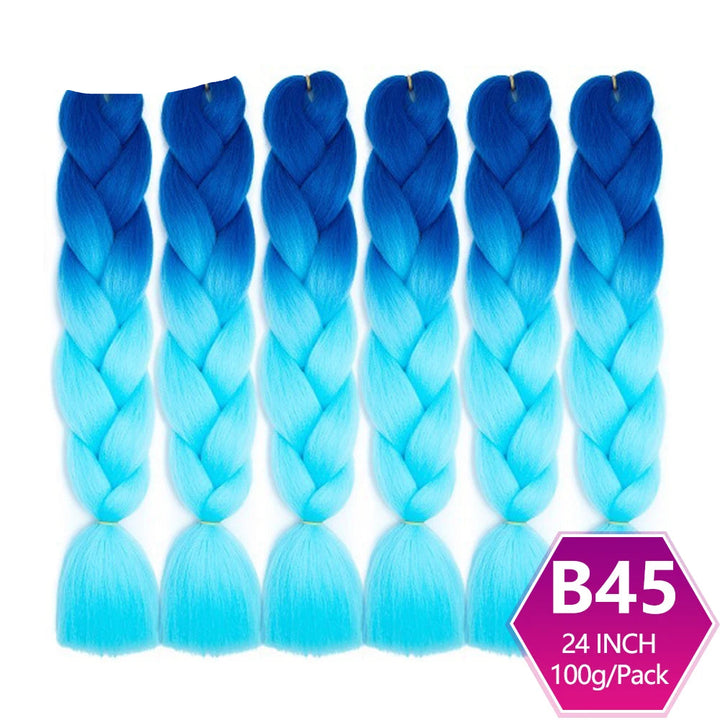 6 Packs 24 Inch Ombre Jumbo Braiding Hair – High-Temperature Synthetic Extensions for Twist & Crochet Braids
