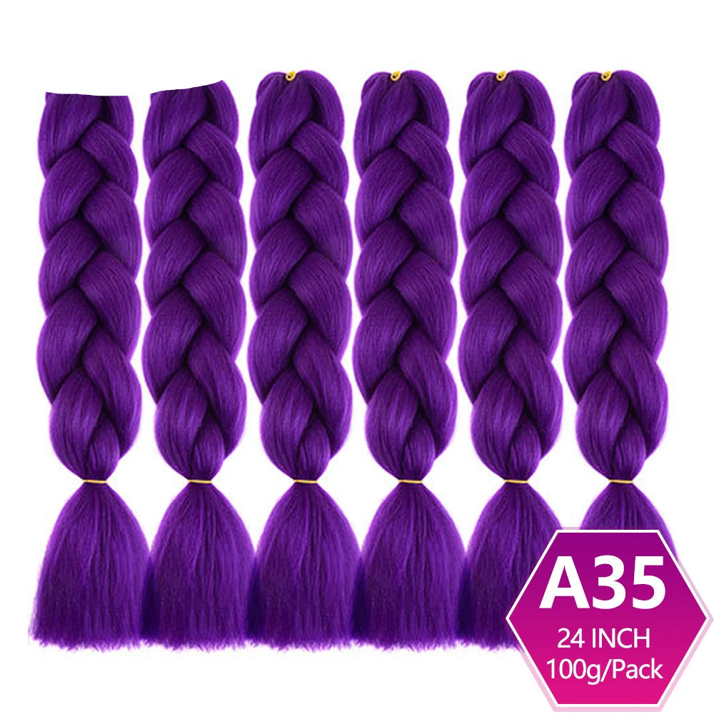 6 Packs 24 Inch Ombre Jumbo Braiding Hair – High-Temperature Synthetic Extensions for Twist & Crochet Braids