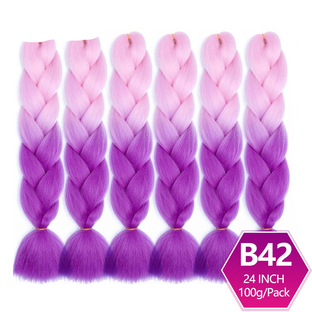6 Packs 24 Inch Ombre Jumbo Braiding Hair – High-Temperature Synthetic Extensions for Twist & Crochet Braids