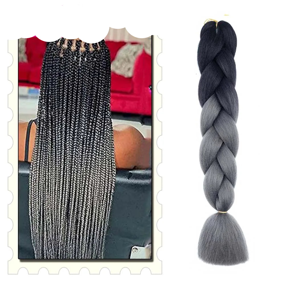 Synthetic Braiding Hair Extensions – Ombre Jumbo Braid Hair for Women, Wholesale DIY Hairstyle (Pink, Purple, Yellow)