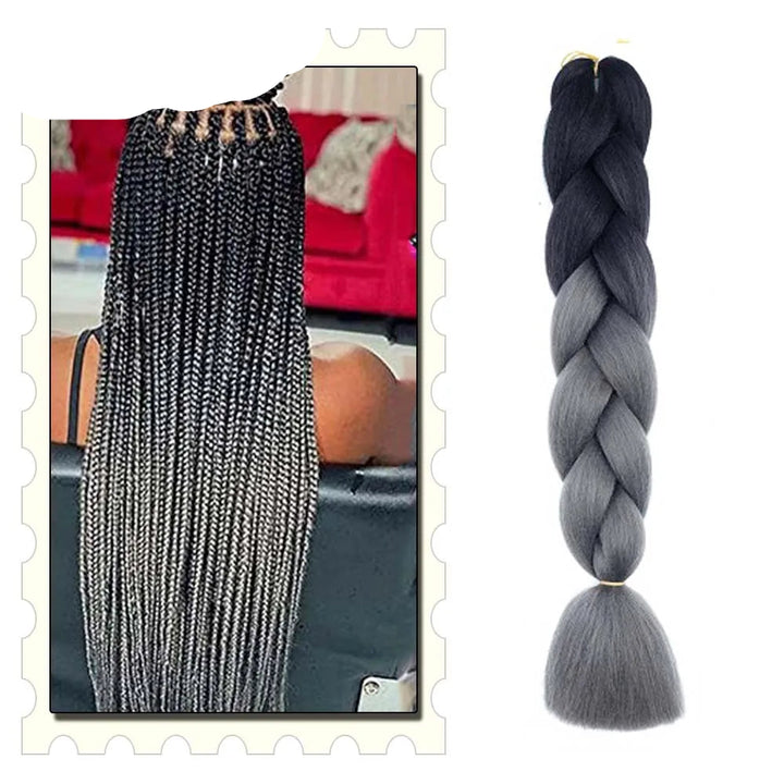 24" Pink Jumbo Braiding Hair – Yaki Texture Synthetic Bulk Extensions (Purple/Red/Green Options)
