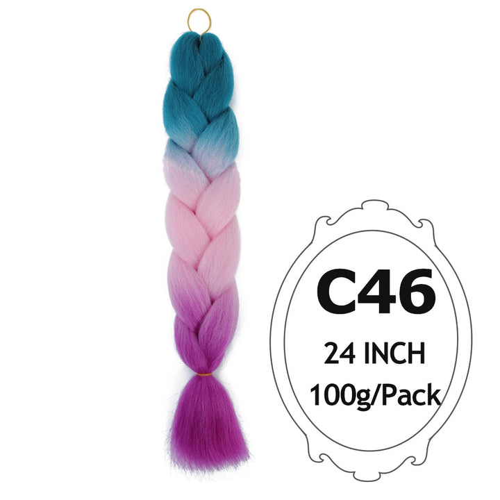 Ombre Braiding Hair 24 Inch – Colorful Jumbo Synthetic Braiding Hair Extensions for Women (Purple, Pink, White, Red, Blue)