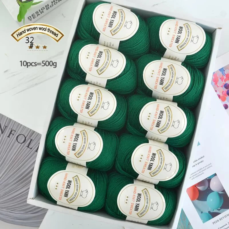 500g 2112 Medium-Fine Wool Yarn – Soft DIY Knitting Yarn for Sweaters, Jackets, Scarves, Hats & Handmade Crafts (10pcs Bag)