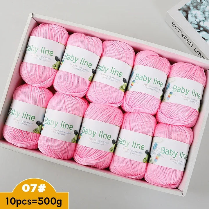 500g Soft Medium-Thick Knitting Yarn Set (10 Pieces) – Cozy Yarn for Sweaters, Hats, Scarves & Crochet Projects