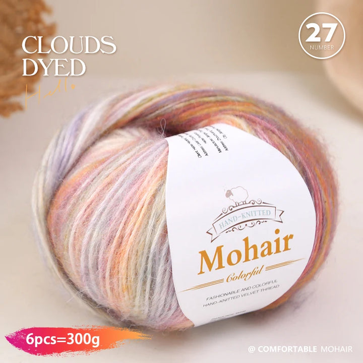 300g Rainbow Gradient Yarn Balls – Colorful Knitting Yarn for Tops, Scarves & DIY Crafts (6 Pieces/Pack)