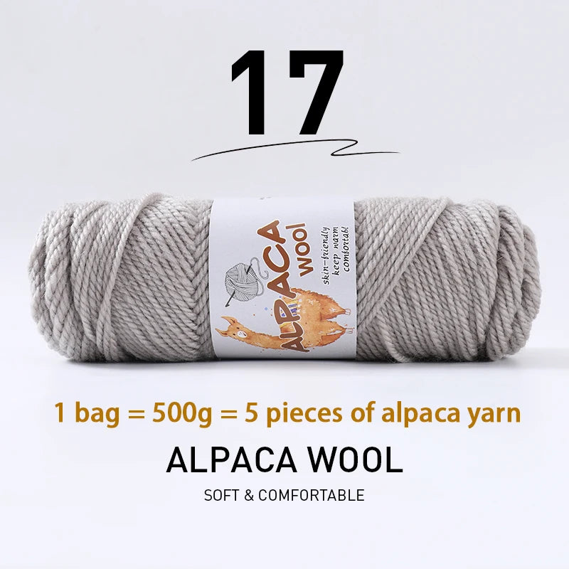 500g Thick Alpaca Wool Yarn Set (5 Skeins) – Soft Warm Knitting Yarn for Sweaters, Scarves, Hats & Winter Crafts