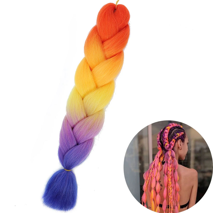 24 Inch Synthetic Jumbo Braiding Hair – Heat Resistant Ombre Extensions