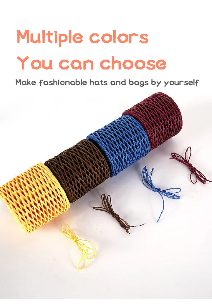 190g Bamboo Raffia Yarn (2 Skeins) – Straw Paper Crochet Yarn for Summer Hats, Bags & DIY Crafts
