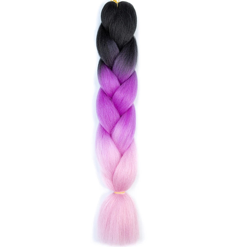 24 Inch Jumbo Box Braids Extensions – Synthetic Braiding Hair for Children (Pink, Purple, Yellow, Gray)