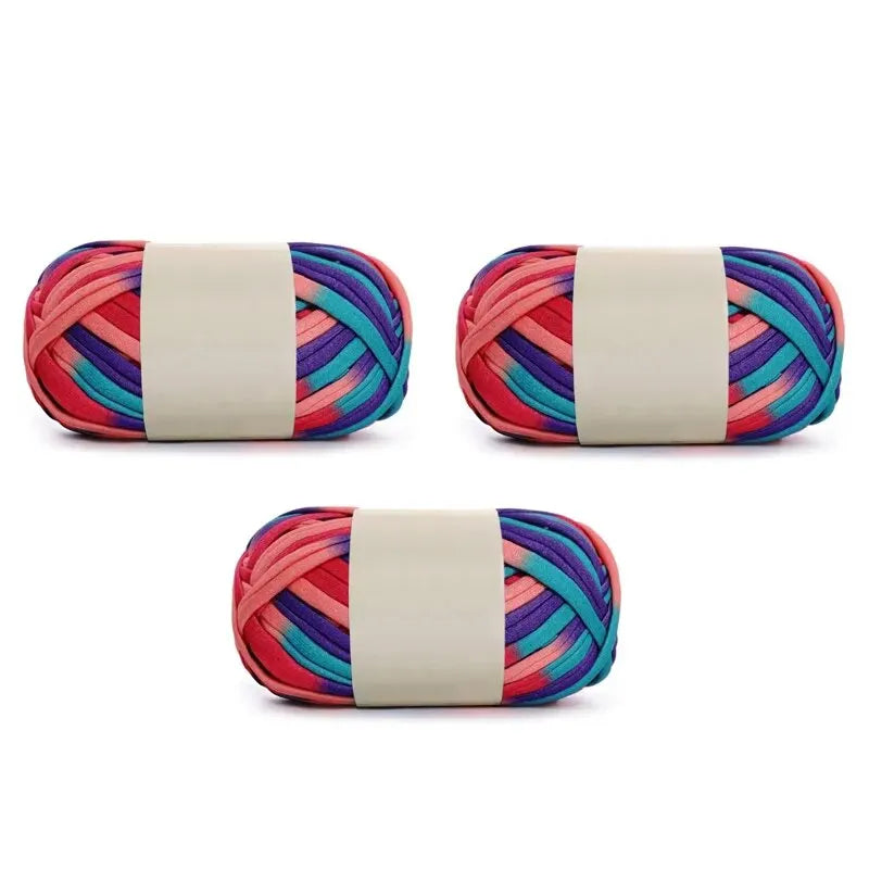 3PC 300g Thick Fabric Yarn – Soft Colored DIY Yarn for Carpets, Bags, Toys & Slippers