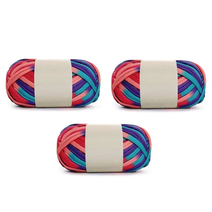 3PC 300g Thick Fabric Yarn – Soft Colored DIY Yarn for Carpets, Bags, Toys & Slippers