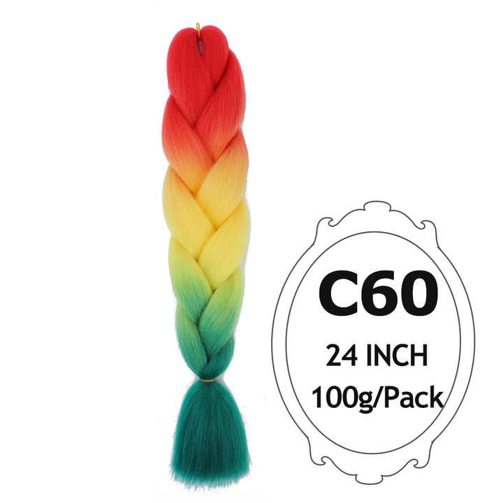 Ombre Braiding Hair 24 Inch – Colorful Jumbo Synthetic Braiding Hair Extensions for Women (Purple, Pink, White, Red, Blue)