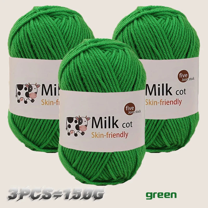150g 5-Strand Milk Cotton Yarn – Soft Medium Thick Knitting & Crochet Yarn for Dolls, Sweaters, Hats & Scarves