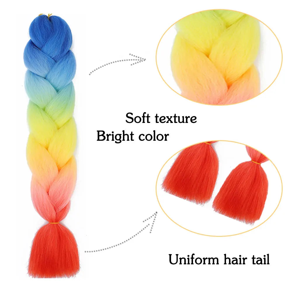 24 Inch Jumbo Braids Extensions – Synthetic Afro Ombre Kanekalon Braiding Hair for Children 22
