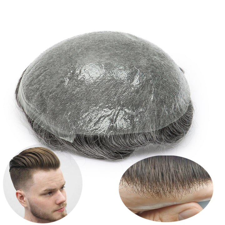 Thin Skin Human Natural Hair Men Toupee V-Loop Hair Male Replacement System 0.03Mm Invisible Hairpiece Prosthesis Hombre Wig