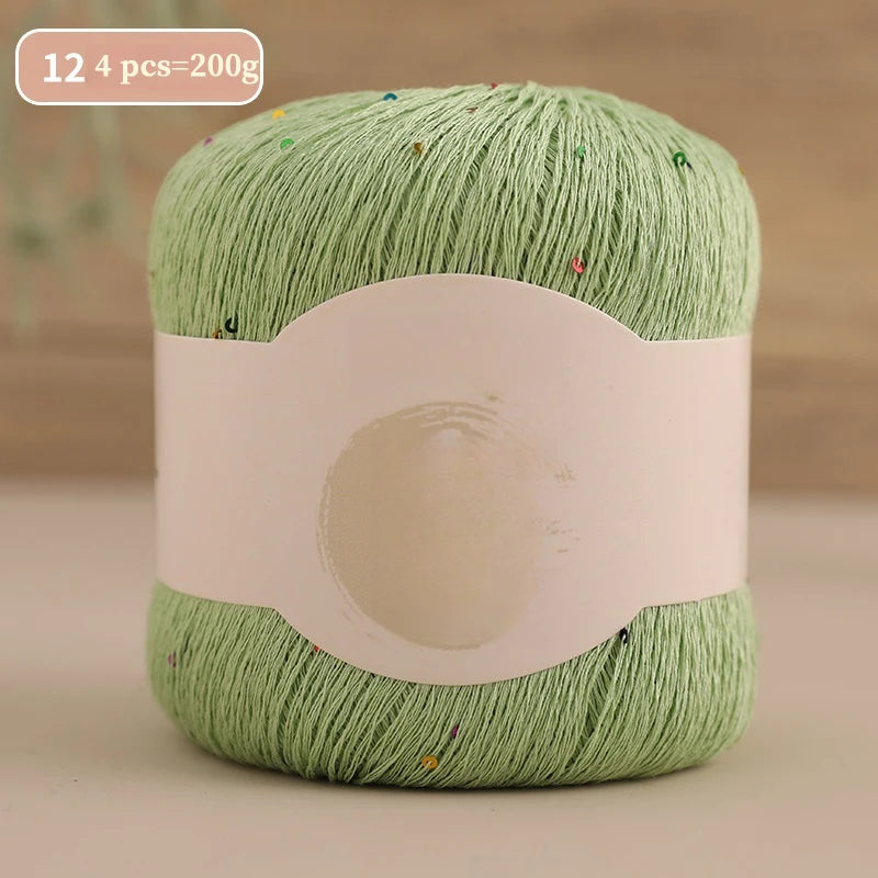 200g Colorful Sequin Yarn – Soft Knitting Yarn for Sweaters, Scarves & DIY Crafts (4 Pieces/Pack)