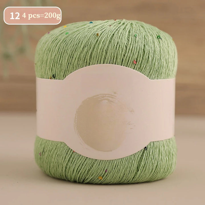 200g Colorful Sequin Yarn – Soft Knitting Yarn for Sweaters, Scarves & DIY Crafts (4 Pieces/Pack)