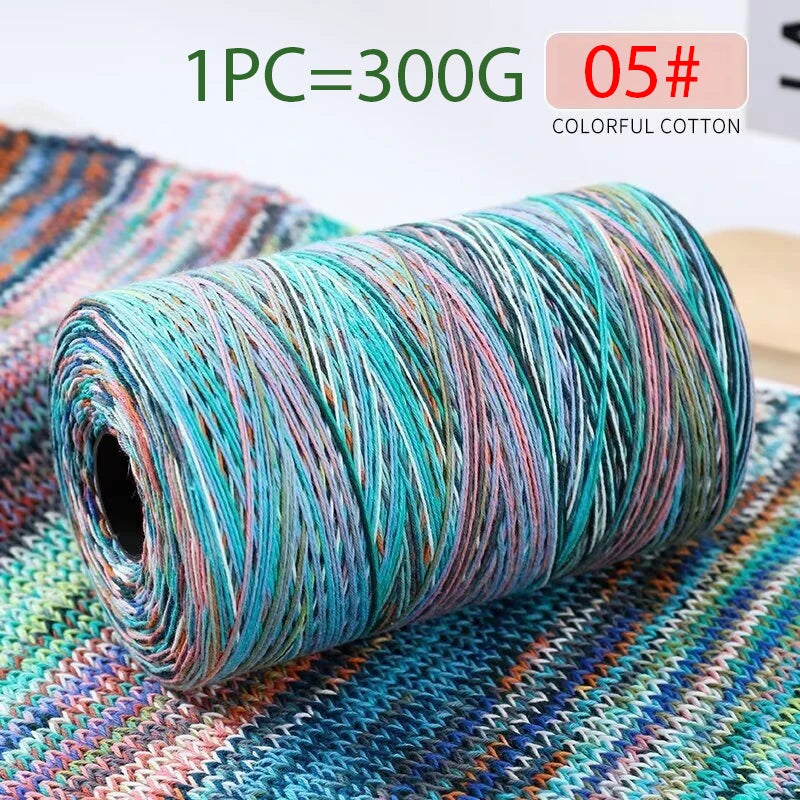 300g 100% Cotton Rainbow Section-Dyed Yarn – Retro Knitting Yarn for Sweaters, Scarves, Hats & DIY Accessories