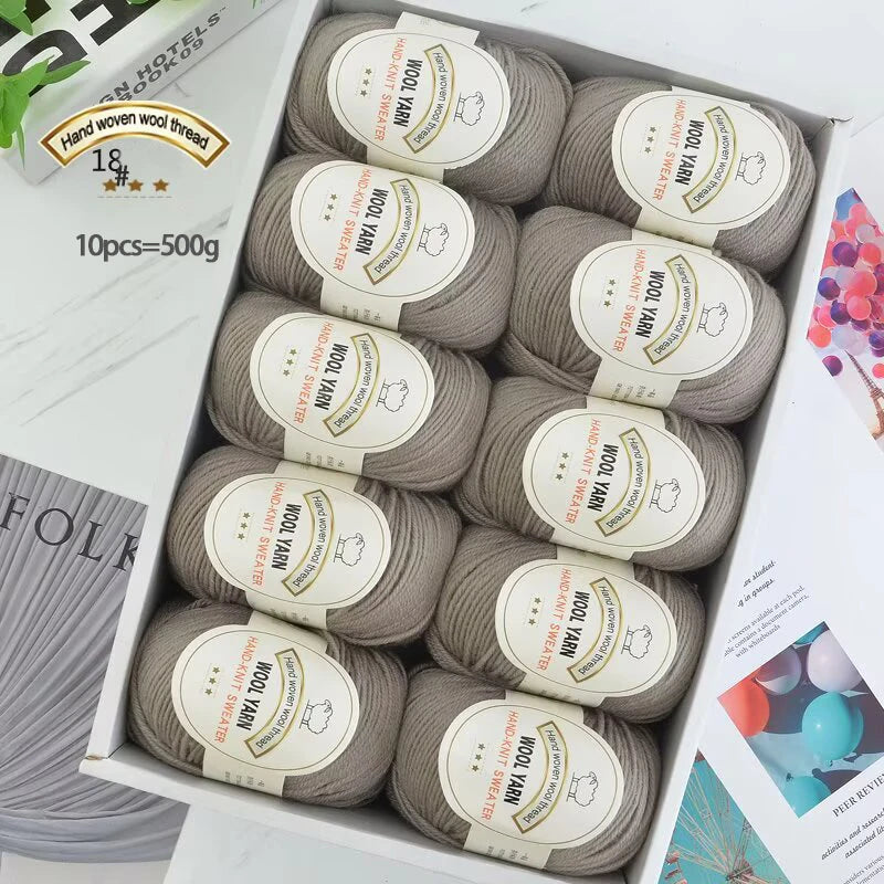 500g 2112 Medium-Fine Wool Yarn – Soft DIY Knitting Yarn for Sweaters, Jackets, Scarves, Hats & Handmade Crafts (10pcs Bag)