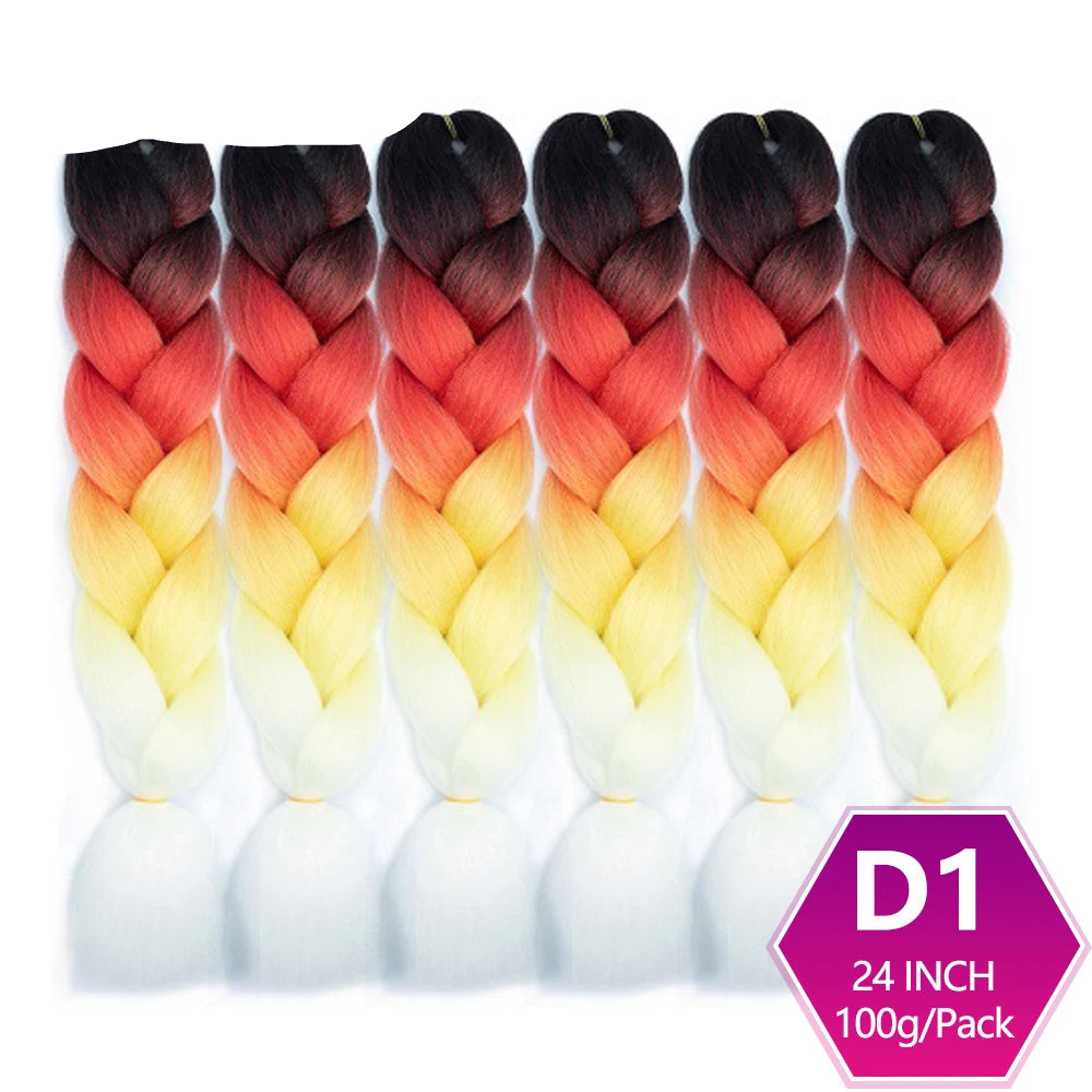 Set of braided hair extensions with gradient color 