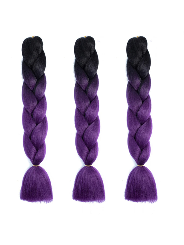 3 Packs 24 Inch Rainbow Braiding Hair Extensions – Ombre Synthetic Jumbo Braid Hair for Crochet Braids (Rose Red)
