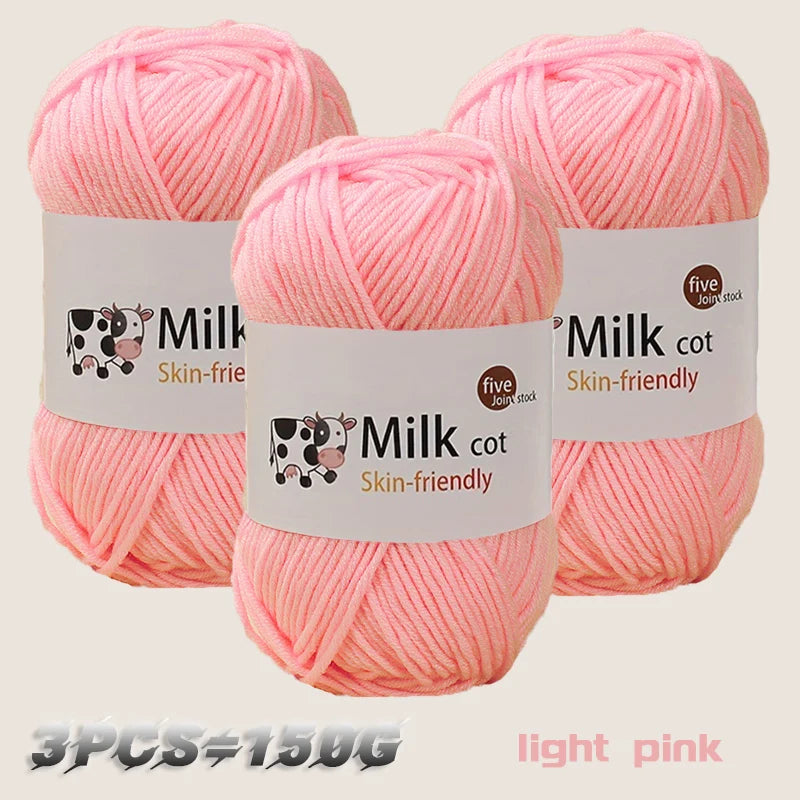 150g Medium-Coarse Milk Cotton Yarn – Soft Crochet & Knitting Yarn for Sweaters, Hats, Scarves & DIY Crafts
