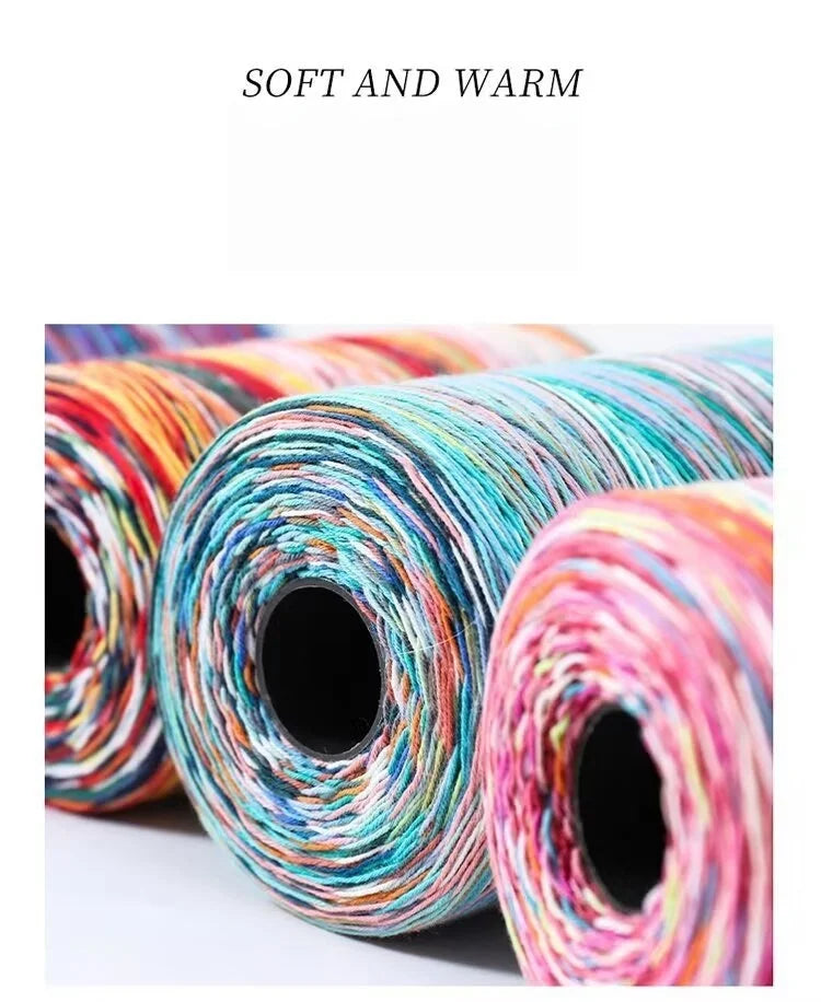 300g 100% Cotton Rainbow Section-Dyed Yarn – Retro Knitting Yarn for Sweaters, Scarves, Hats & DIY Accessories