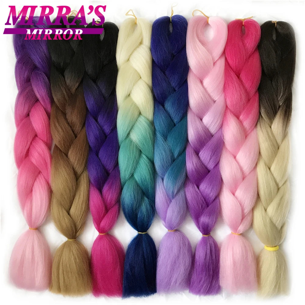24" Pink Jumbo Braiding Hair – Yaki Texture Synthetic Bulk Extensions (Purple/Red/Green Options)