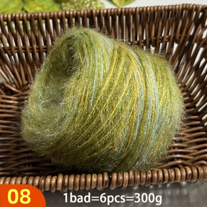 300g Soft Long-Haired Yarn Set – 6-Piece Fluffy Yarn for Knitting & DIY Projects