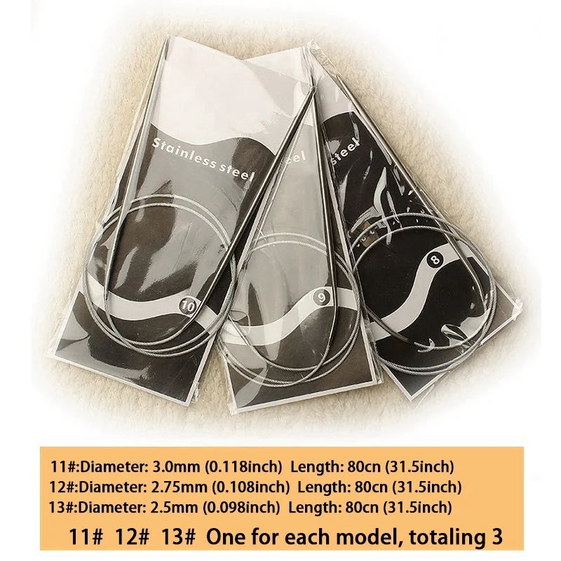 Stainless Steel Circular Knitting Needles – Metal Loop Needles for Sweaters, Scarves & DIY Knitting