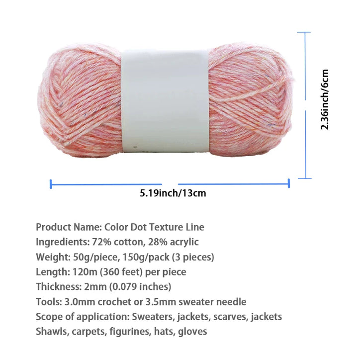 150g Colorful Dot Spray Yarn – Medium-Thick Cotton Yarn for Hand-Knitting (3 Pcs / Pack)