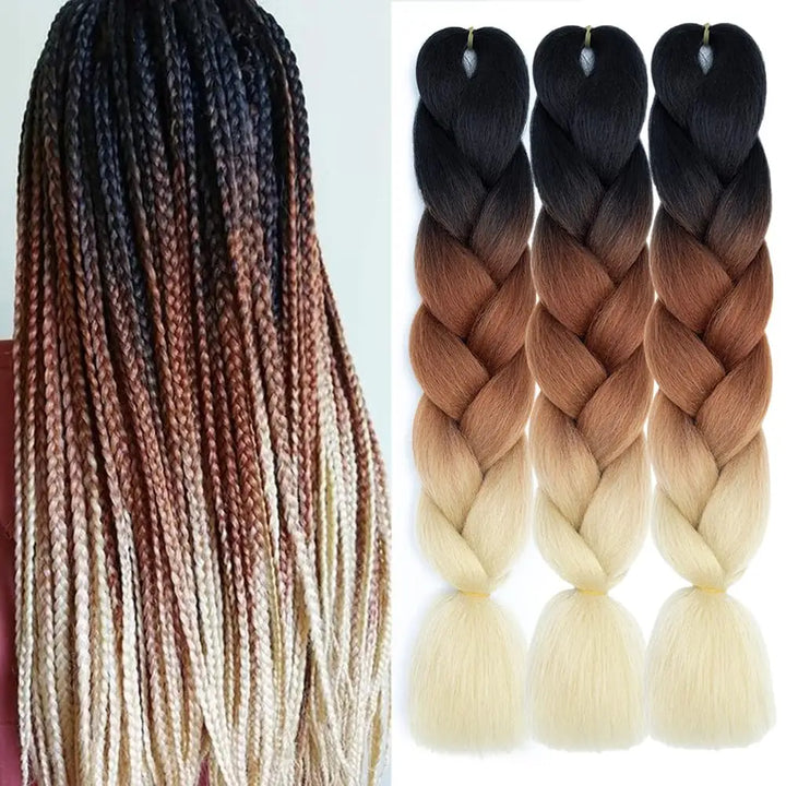 Synthetic African Ombre Braiding Hair – 3PCS Pre-Stretched High Temperature Fiber