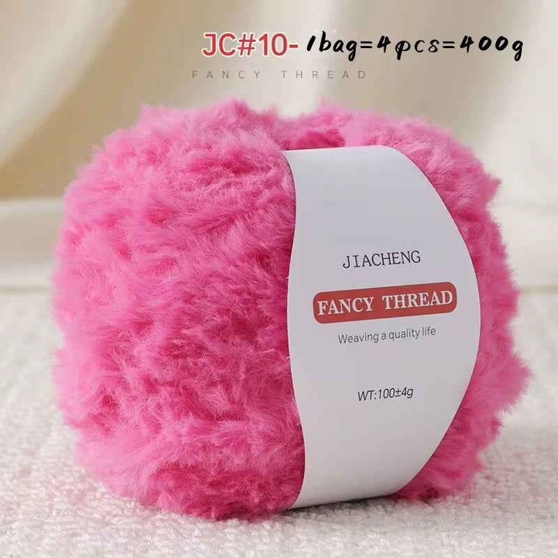 Imitation Fur Long-Haired Yarn – 400g Soft Beginner Knitting Yarn (4 Skeins Set)