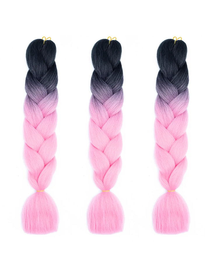 3 Packs 24 Inch Rainbow Braiding Hair Extensions – Ombre Synthetic Jumbo Braid Hair for Crochet Braids (Rose Red)