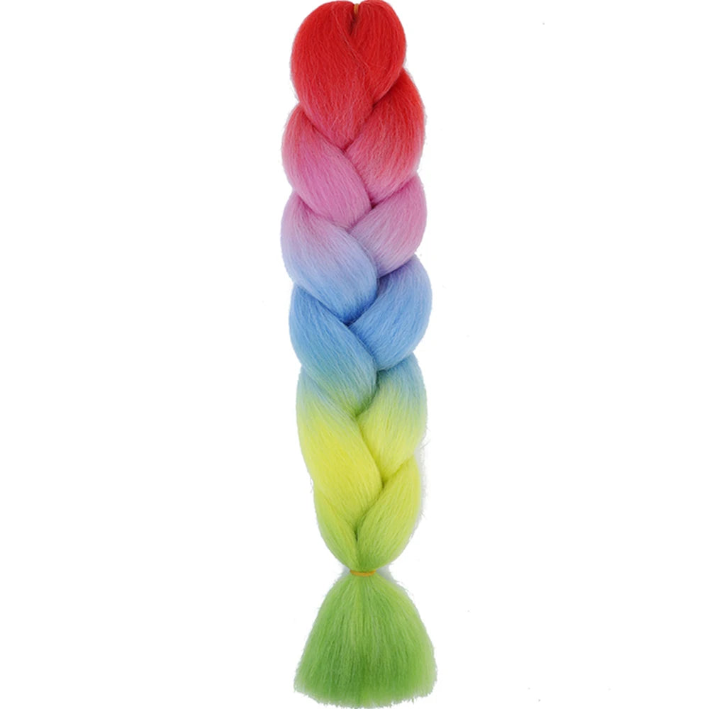 24 Inch Jumbo Box Braids Extensions – Synthetic Braiding Hair for Children (Pink, Purple, Yellow, Gray)