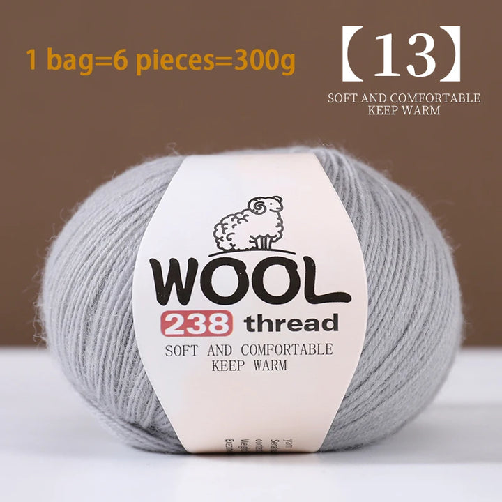 300g 100% Fine Wool Yarn Set – Soft Knitting Yarn for Sweaters, Scarves, Hats & DIY Crafts (6pcs Pack)