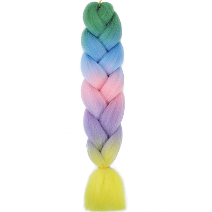 24 Inch Jumbo Box Braids Extensions – Synthetic Braiding Hair for Children (Pink, Purple, Yellow, Gray)