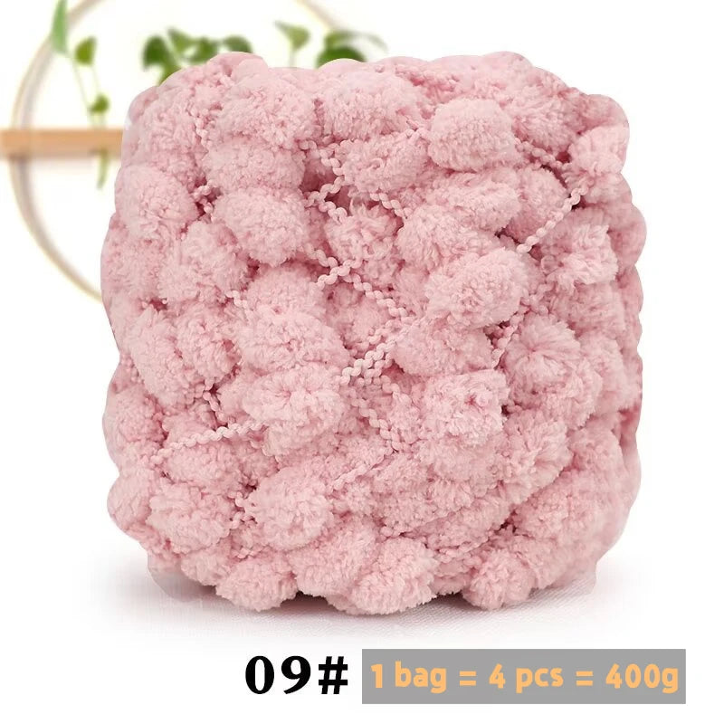 Super Soft Bean Yarn – Plush Polyester Chunky Yarn for Blankets, Cushions, Hats & DIY Crafts (400g, 4pcs Pack)