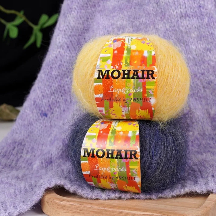 Colorful Long-Haired Mohair Yarn – Gradient Dyed Soft Knitting Yarn for Sweaters, Scarves, Hats & DIY Crafts